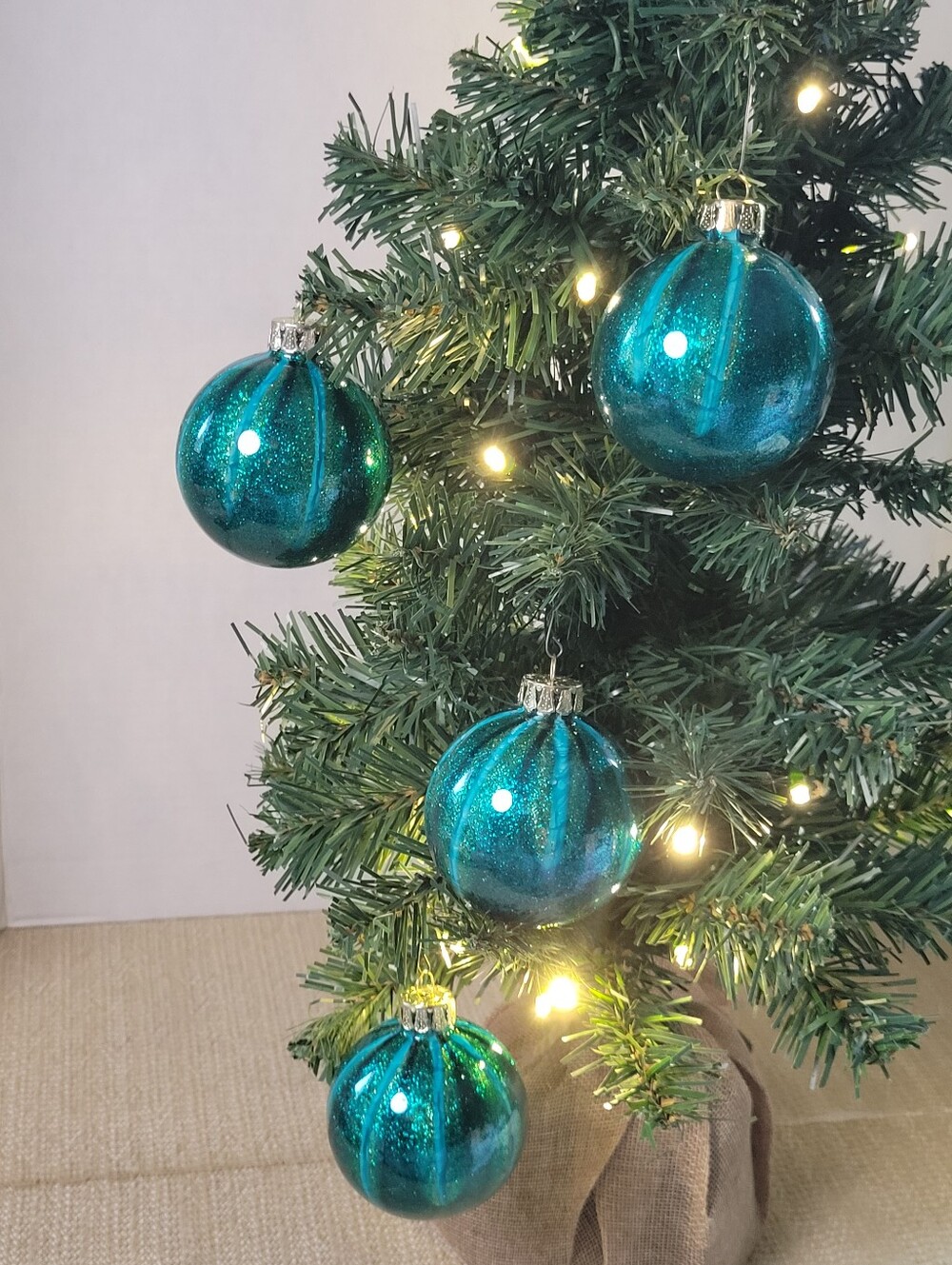 Vintage Sparkling Creations Teal Glass Christmas Ornaments - Pack of 4